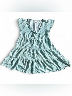 Aeropostale green floral babydoll summer sundress dress w ruffles Sz M